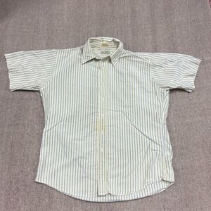 Vintage LL Bean Button Up Shirt Mens XL Yellow 80s Striped Short Sleeve